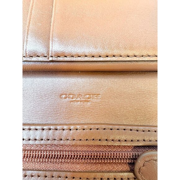 Coach Brown Leather Wallet Purse Phone Holder Removable Strap Snap Closure - Picture 9 of 13